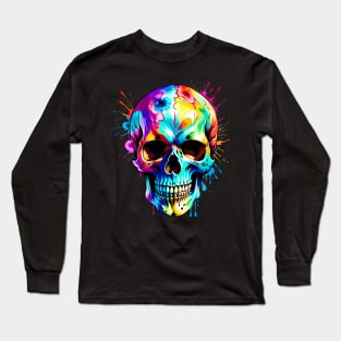 Colored Skull Design in Vibrant Vector Style Long Sleeve T-Shirt